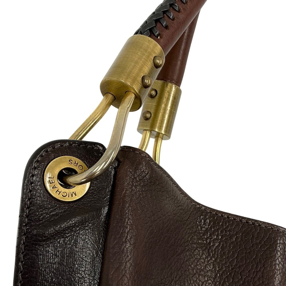 VTG Michael Kors Studded Leather Hobo Dark Brown Bag Gold Hardware Italy Made‎ - Picture 15 of 16